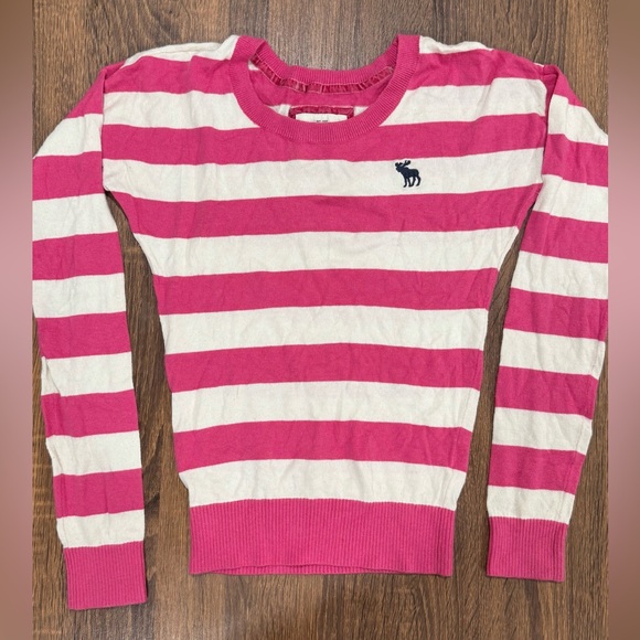 Abercrombie & Fitch Sweaters - Y2K Abercrombie & Fitch Pink White Striped Crewneck Sweater Women’s XS